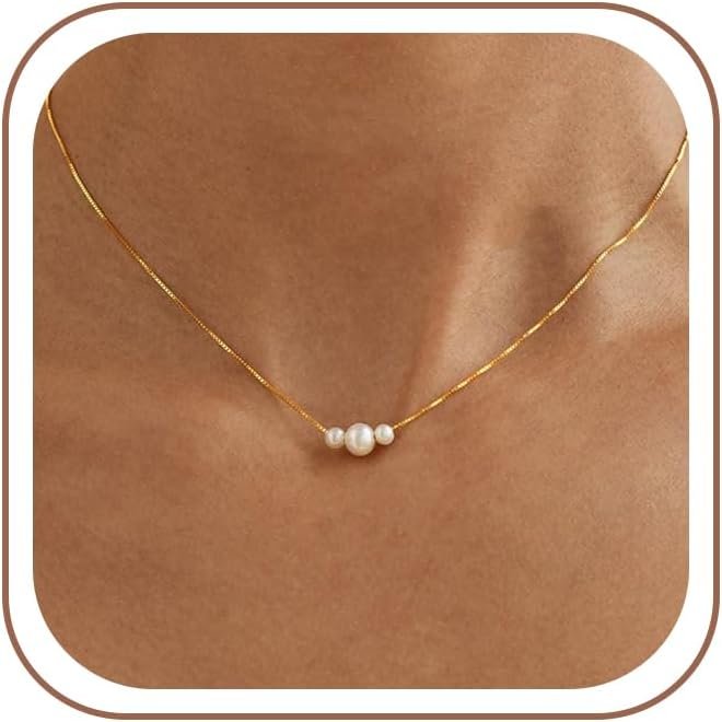 Classic Freshwater Pearl Necklace with Gold Plated Brass and Lobster Clasp