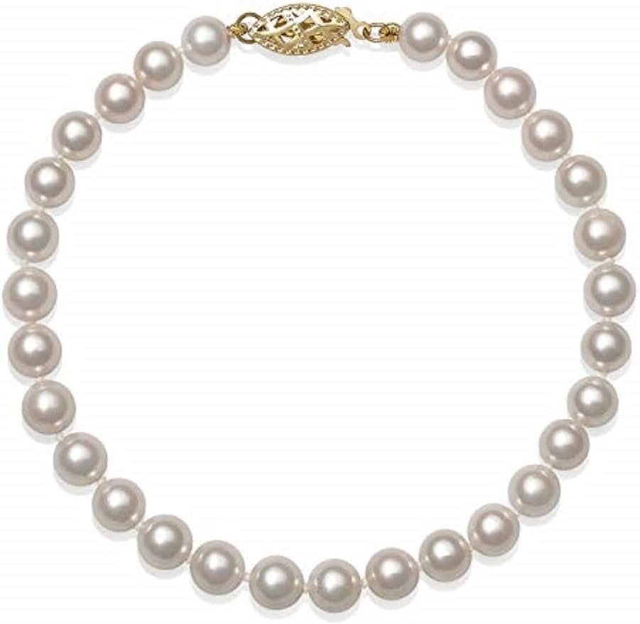 Cultured Freshwater Pearl Strand Bracelet with Gold Filigree Clasp