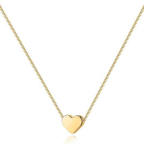 Heart Pendant Necklace with Gold Plating and Adjustable Chain