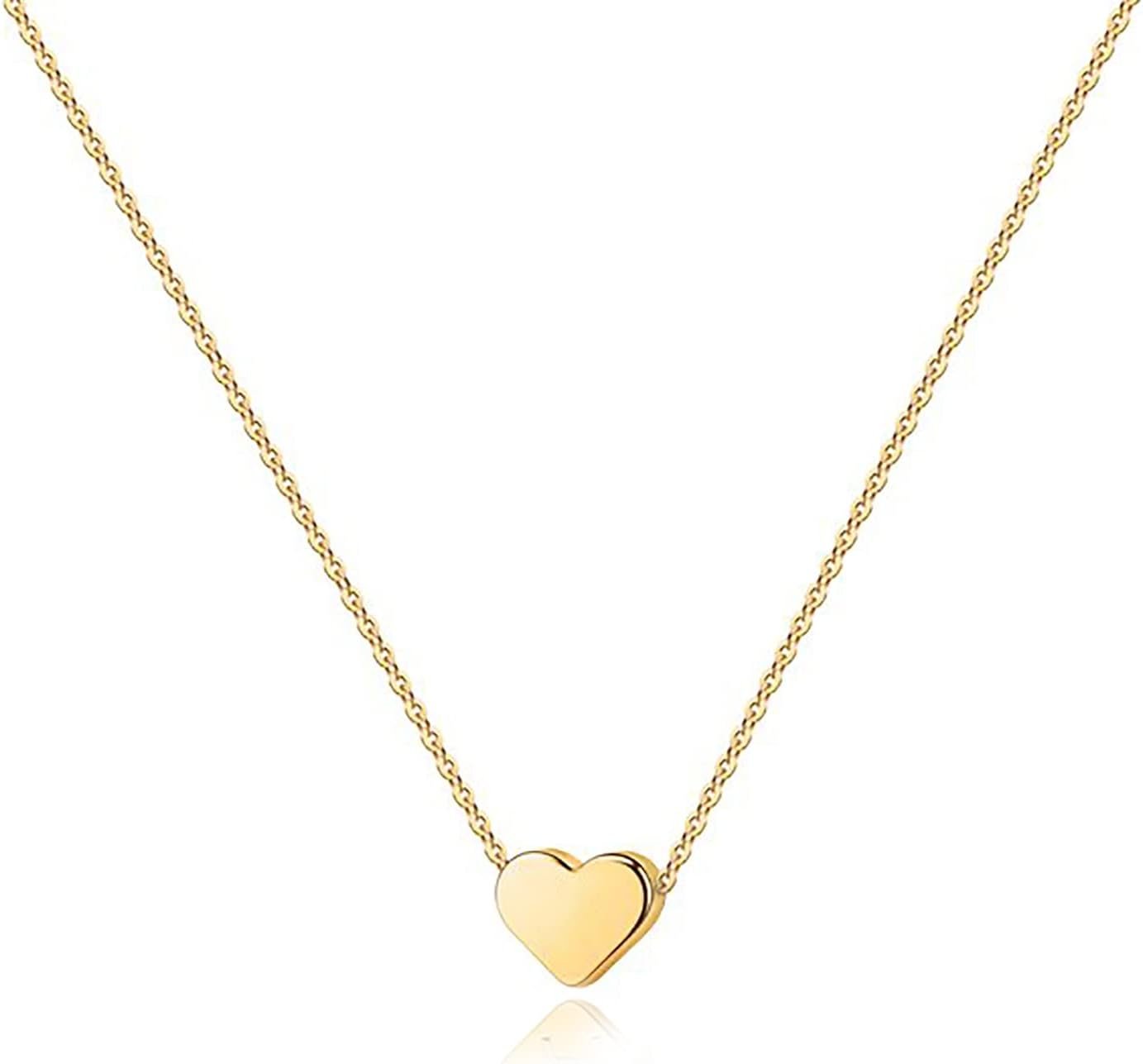 Heart Pendant Necklace with Gold Plating and Adjustable Chain
