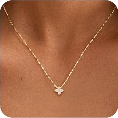 Floral Birthstone Necklace with Northern Star Center and Cubic Zirconia