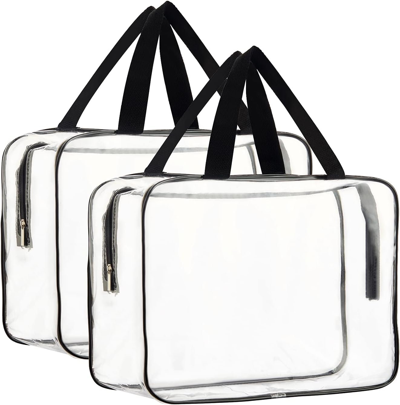 PVC Makeup Bag with Printed Nylon Lining and Wide Zipper Opening