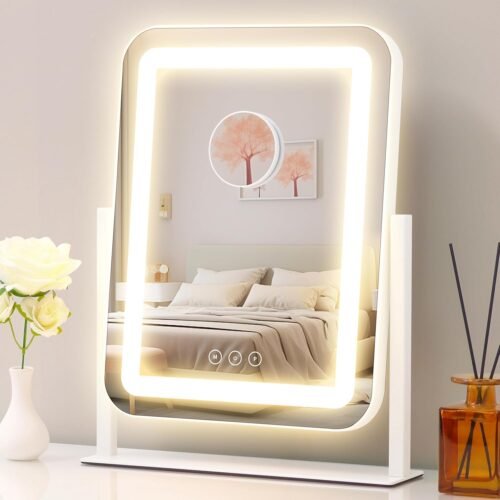 35.6 cm LED Metal Frame Mirror with 3 Colour Dimming, Rotates