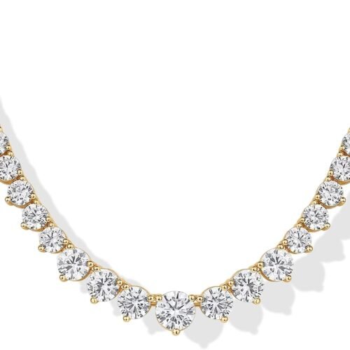 Graduated Cubic Zirconia Tennis Necklace with Gold Plating