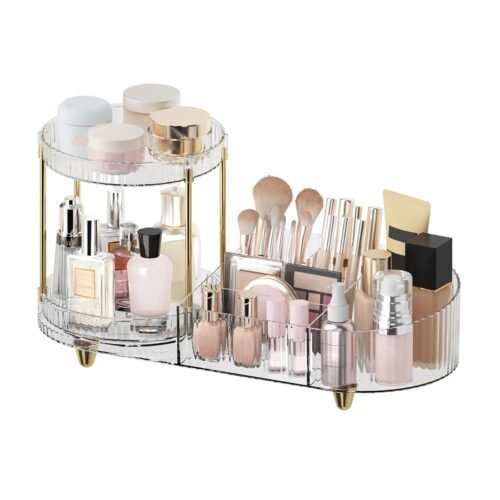 Rotating 5 Compartment Perfume Tray and Brush Holder