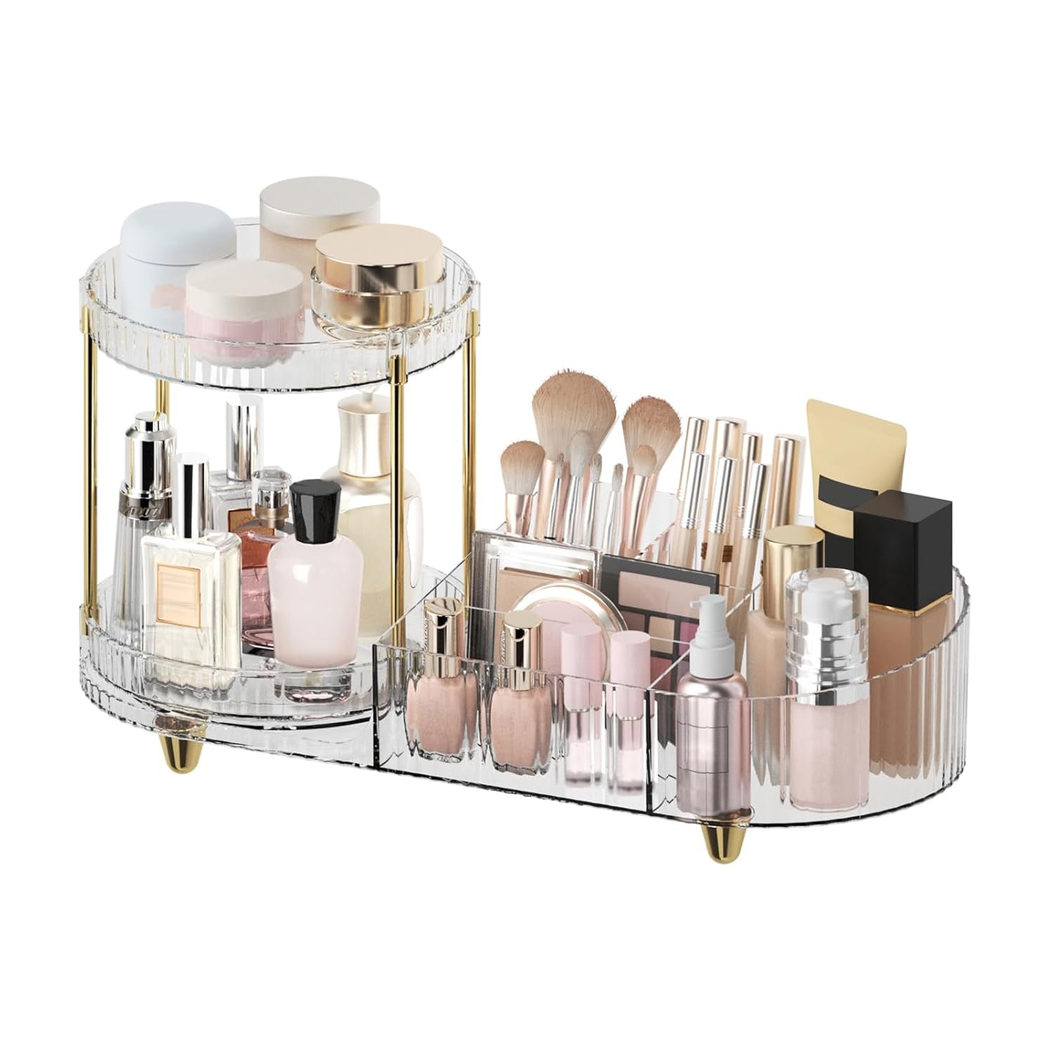 Rotating 5 Compartment Perfume Tray and Brush Holder