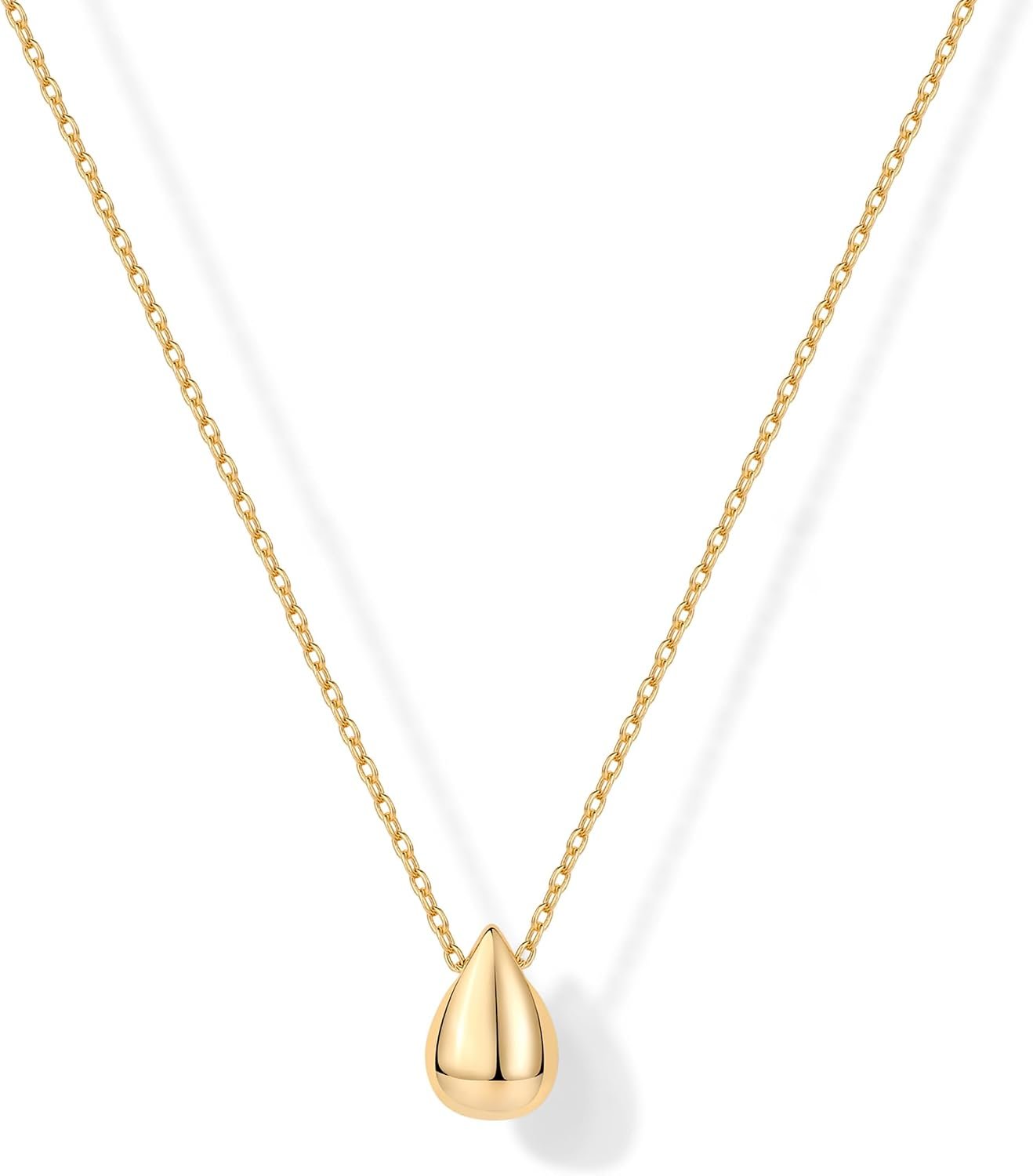 Adjustable Teardrop Pendant Necklace with Slider Chain and Lobster Clasp