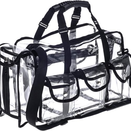 Clear PVC Makeup Artist Bag with Multi Pockets and Shoulder Strap