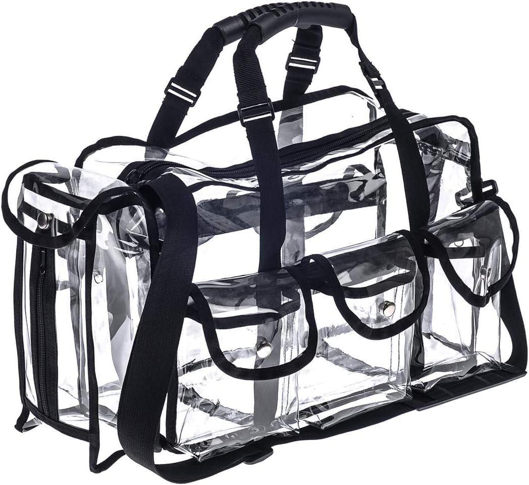 Clear PVC Makeup Artist Bag with Multi Pockets and Shoulder Strap