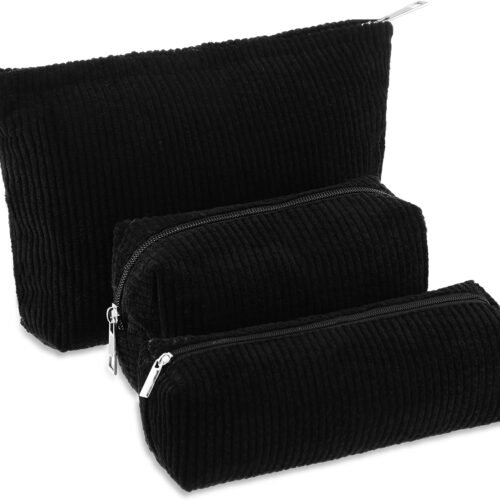 Knit Checkered Makeup Pouch with Smooth Zipper