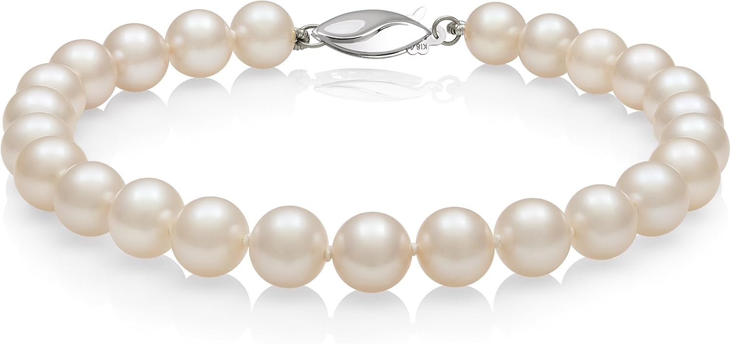 Cultured Freshwater Pearl Strand Bracelet with Rhodium Plated Sterling Silver Clasp