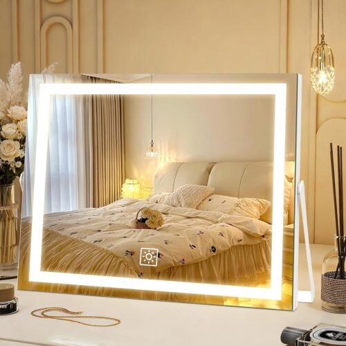 Gold 32 x 38 cm LED Makeup Mirror, 3 Colour Touch Dimming