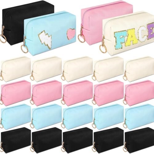PU Leather Makeup Bag Set with Zipper and Metal Ring Pull