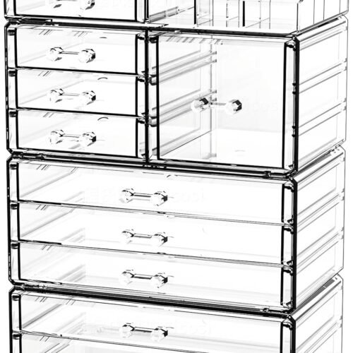 Clear Stackable Acrylic Organiser with 11 Drawers
