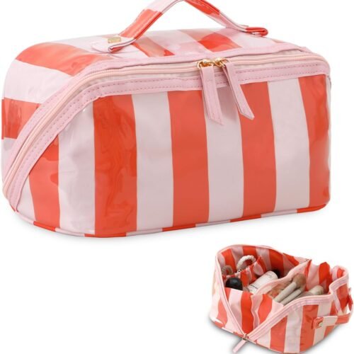 Glossy PVC Travel Makeup Bag with Diamond Shape and Open Flat Design