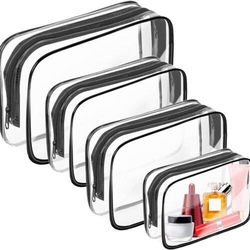 TSA Approved Clear Makeup Bag Set with Multi Size Pouches