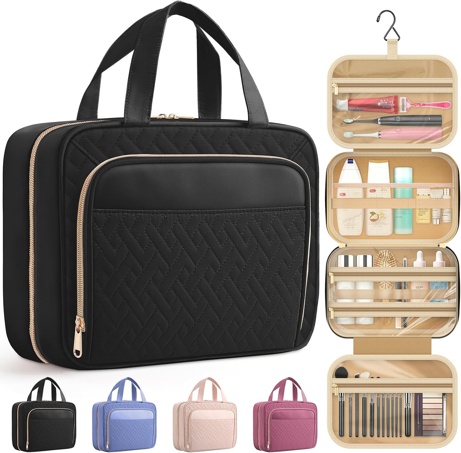 PVC Makeup Toiletry Bag Set with Two Sizes and Wide Open Design