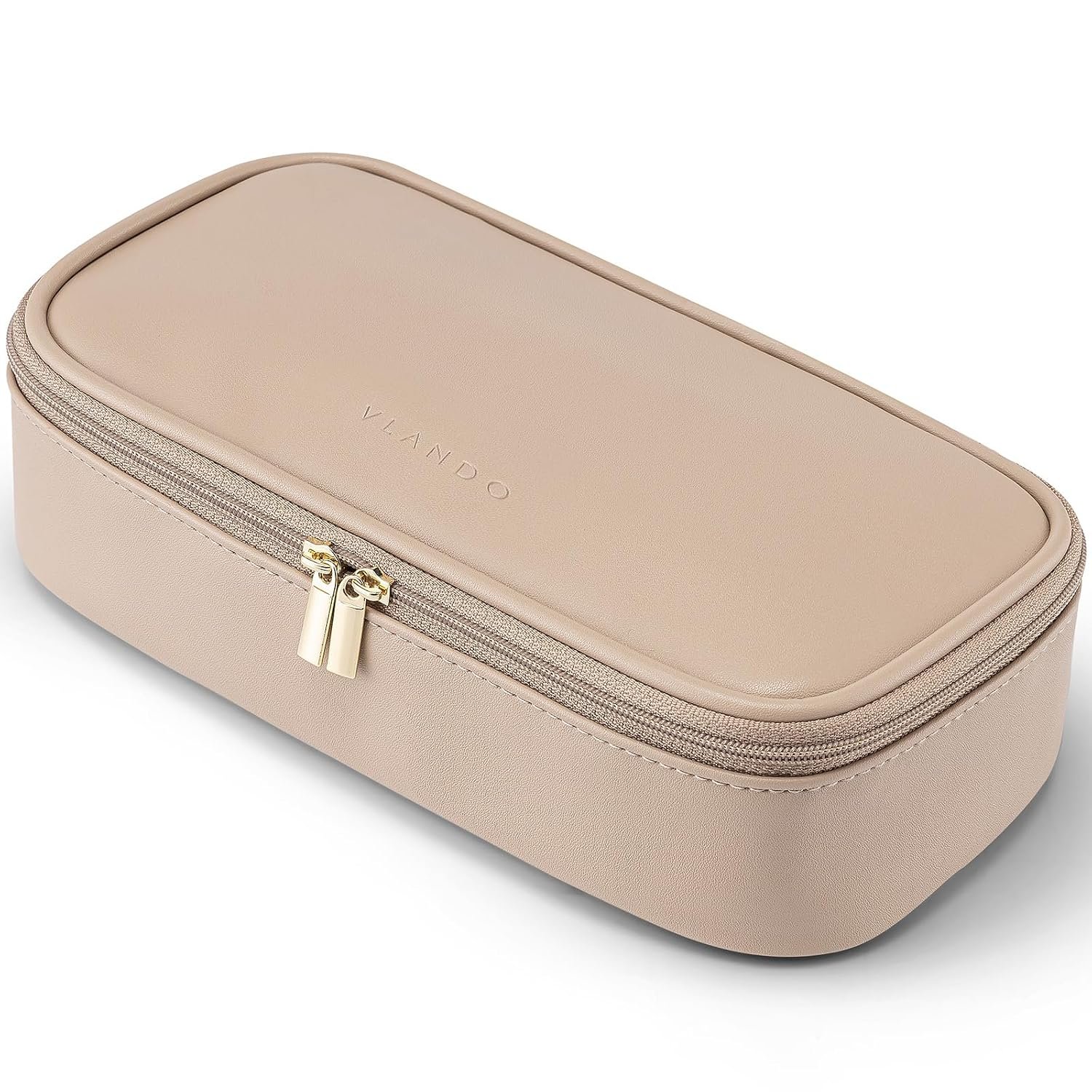Seersucker Makeup Pouch with Zipper and Large Opening