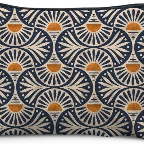 Linen Canvas Makeup Bag with Waterproof Lining and Smooth Zipper