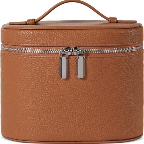 PU Leather Makeup Organizer Bag with Removable Compartments