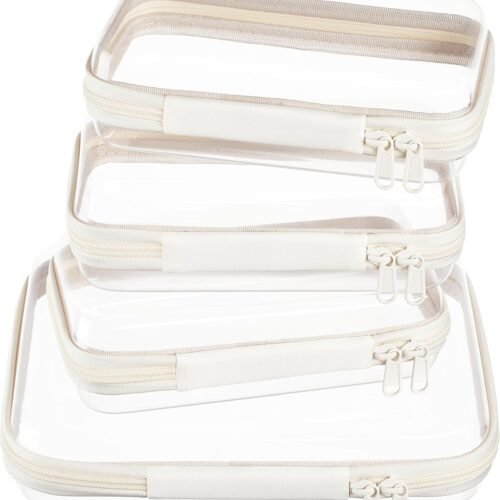 Hard Shell Makeup Zipper Case Set with Stackable Design