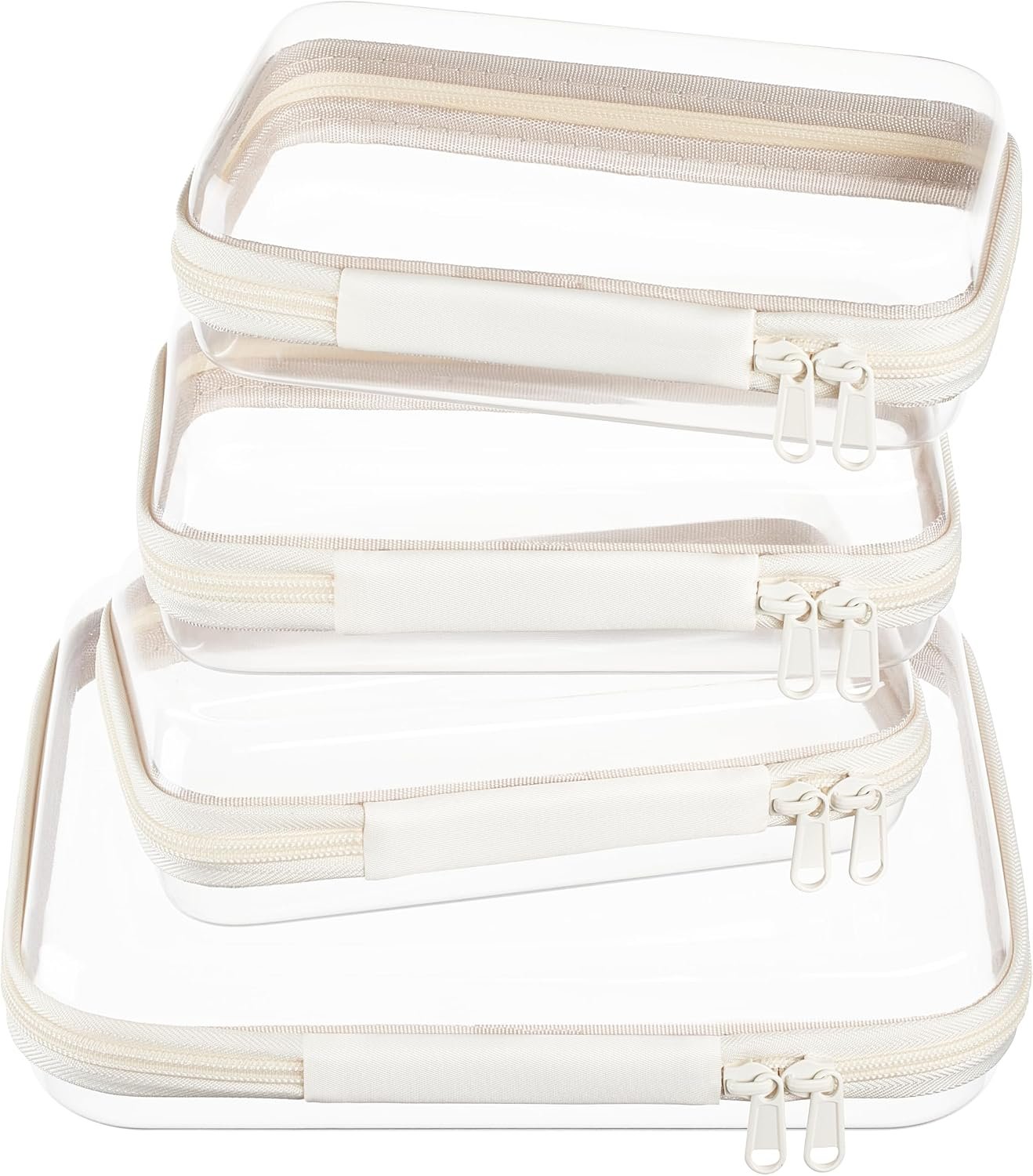 Hard Shell Makeup Zipper Case Set with Stackable Design